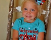 Independent Diva - 4th of July- Independence Day - Zebra Applique Boutique Shirt or Onesie & Bow Set for Girls