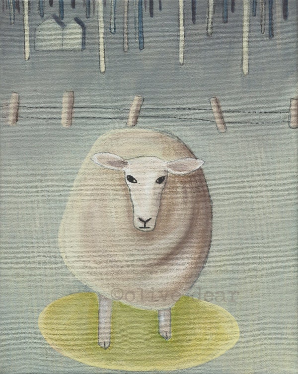 art print, sheep, print of an original painting