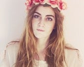 Peach Rose Flower Hair Crown