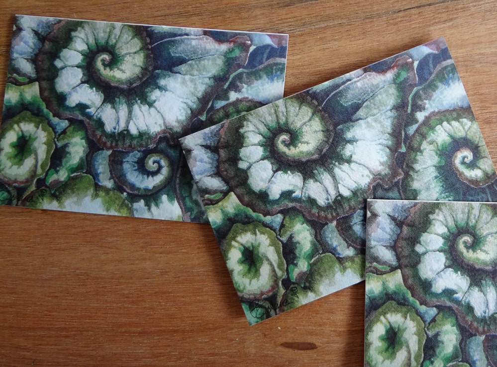 note cards, green leaves, watercolor card set