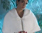Winter wedding cape Bride's faux fur capelet Available in Black or White beaver faux fur