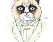 Snark Twain- Grumpy Cat 5x7 Signed Art Print