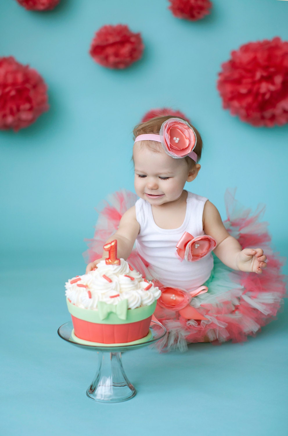 Coral Mint Tutu Dress Set