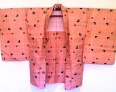 1950s PINK SILK cropped KIMONO Handmade
