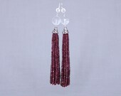 rhodolite garnet tassel earrings . blackberry