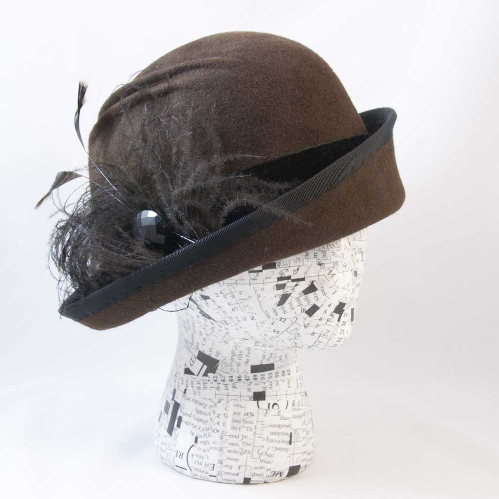 Cloche Felt Chocolate Brown OOAK  - Lady Mary Crawley