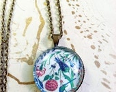 Medieval Necklace Floral Glass Tile Ottoman by MinouBazaar