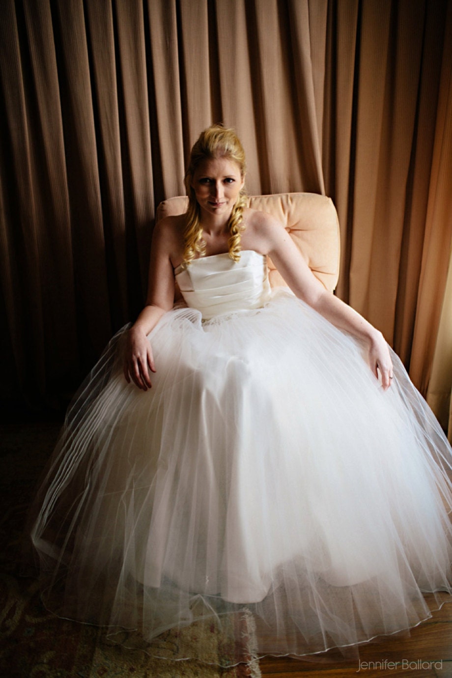 Pleated Tulle Ballgown Wedding Dress