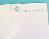Blue Pinwheel Thank You Notes - Personalized Stationery
