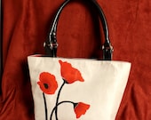 Poppies Purse Ultrasuede Handbag with Hand Painted Poppies