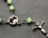 Sea Green Pocket Rosary. Crystal Rosary. Sea Green Rosary with Silver Accents. Handmade Rosary.