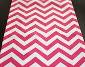 Free U.S. Shipping - Chevron Zig Zag Print Table Runner 14x60 inch Single Sided - Candy Pink and White - Wedding Decor, Table Decor