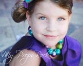 Wool Blend Felt "Posh Peacock" Blingy Button Headband Photography Prop Wedding Birthday Party Child Adult