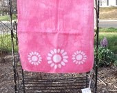 Pink Ladies Scarf with Batik Daisies