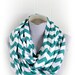 Teal Chevron Infinity Scarf, Teal and White Chevron Breastfeeding or Nursing Fashion Jersey Loop Scarf