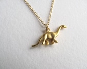 Gold dinosaur charm necklace on 14k gold plate chain