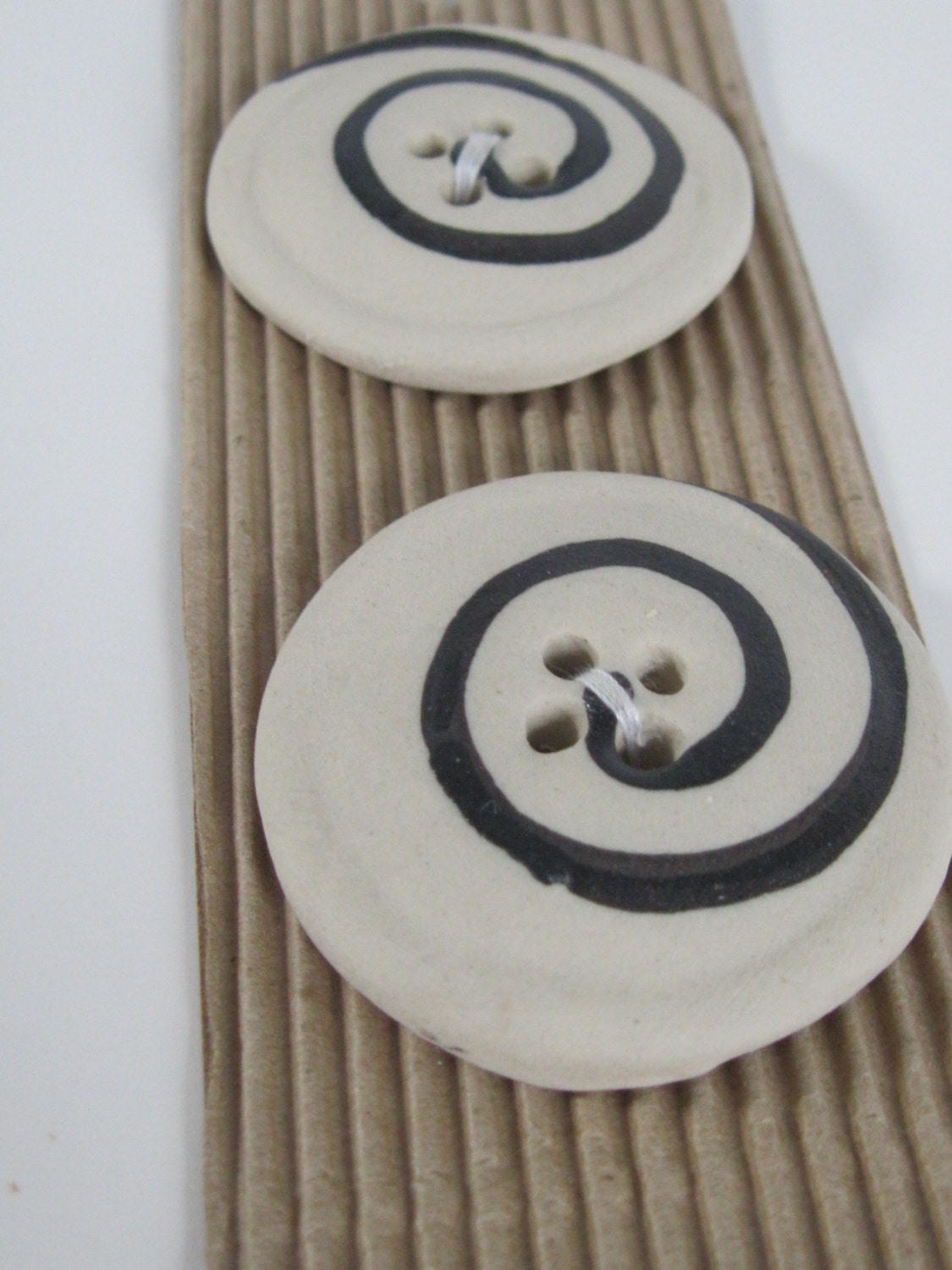 Hand Made Buttons from Africa - Black and Cream - 2 Buttons - FabricFascination