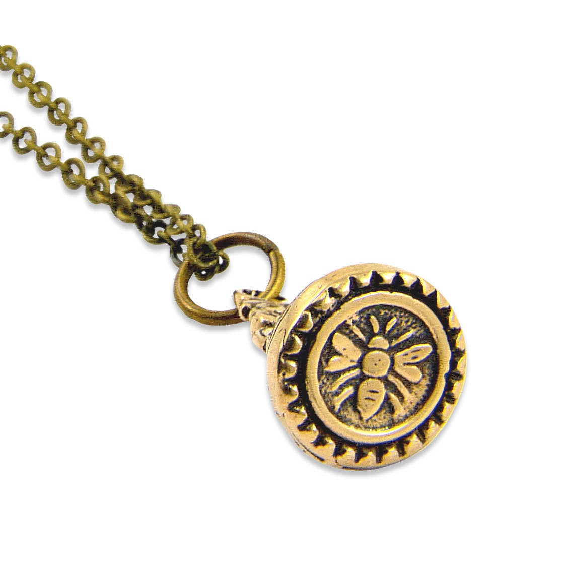 BEE Wax Seal Stamper Necklace by Gwen Delicious Jewelry - Usable Seal Stamp