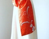 Vintage KIMONO Wedding sash OBI bow belt gold brocade vermillion red white silver flower embroidery asymmetry ready to ship