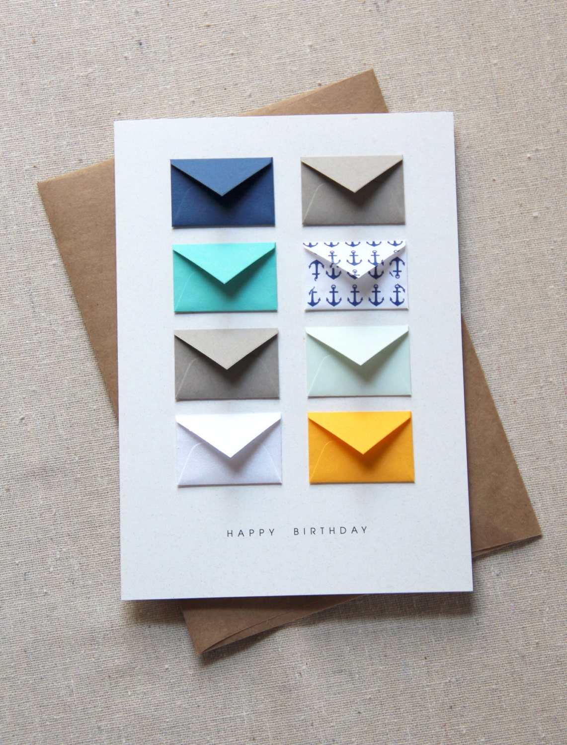 Happy Birthday Nautical - Tiny Envelopes Card with Custom Messages