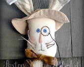 Basil Lepine OOAK Soft Sculpture Rabbit Doll Folk Art Bunny Shelf Sitter Anthropomorphic Hare