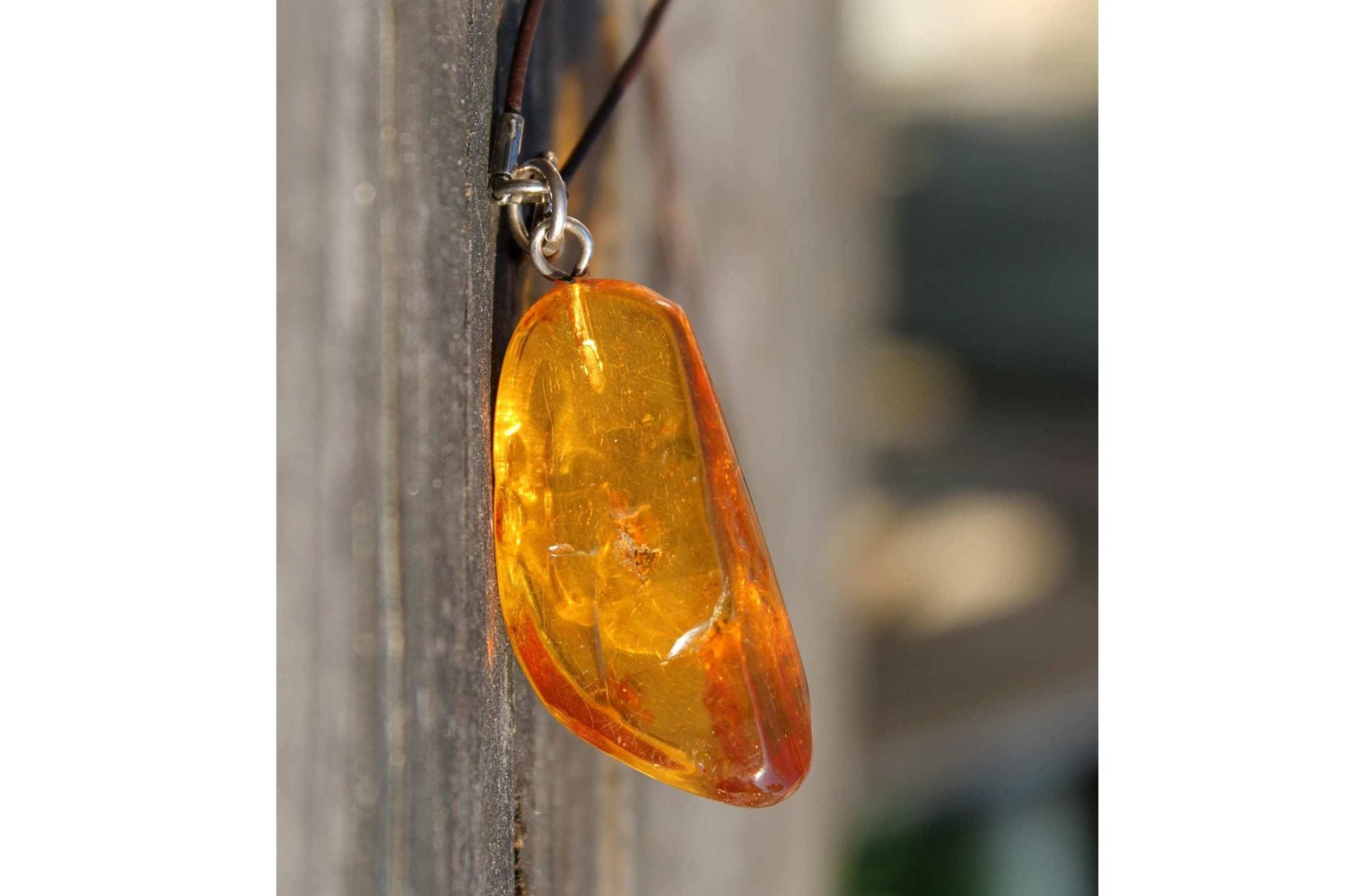 Honey Amber Bee Necklace Men Leather Jewelry Charm Sunny Cognac Pendant Unisex OOAK Oval Fathers Day Gift for him Men Jewelry