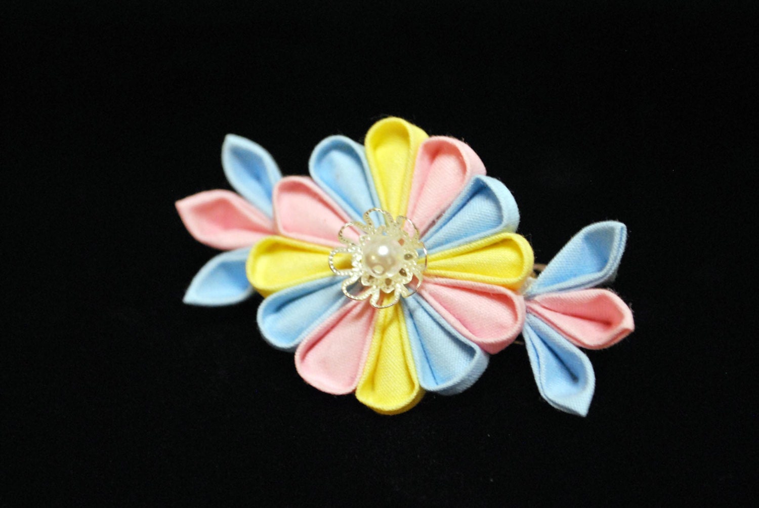 Cotton Candy Kanzashi Barrette