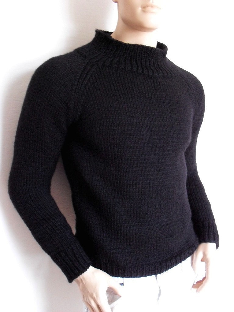 Mens Sweater Black Ski sweater Unisex Knit Alpaca and Wool Sweater, Many Colors Available SUMMER SALE