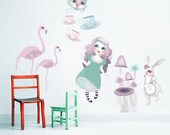 Alice in Wonderland Fabric Wall Decals (non vinyl) Medium