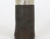 Medium Silver Band Vase in Midnight Stone and White Gold
