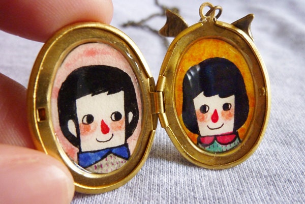 Love Forever - Husband Wife - Boyfriend Girlfriend - Vintage Oval Shaped Locket Necklace - Handmade with Love
