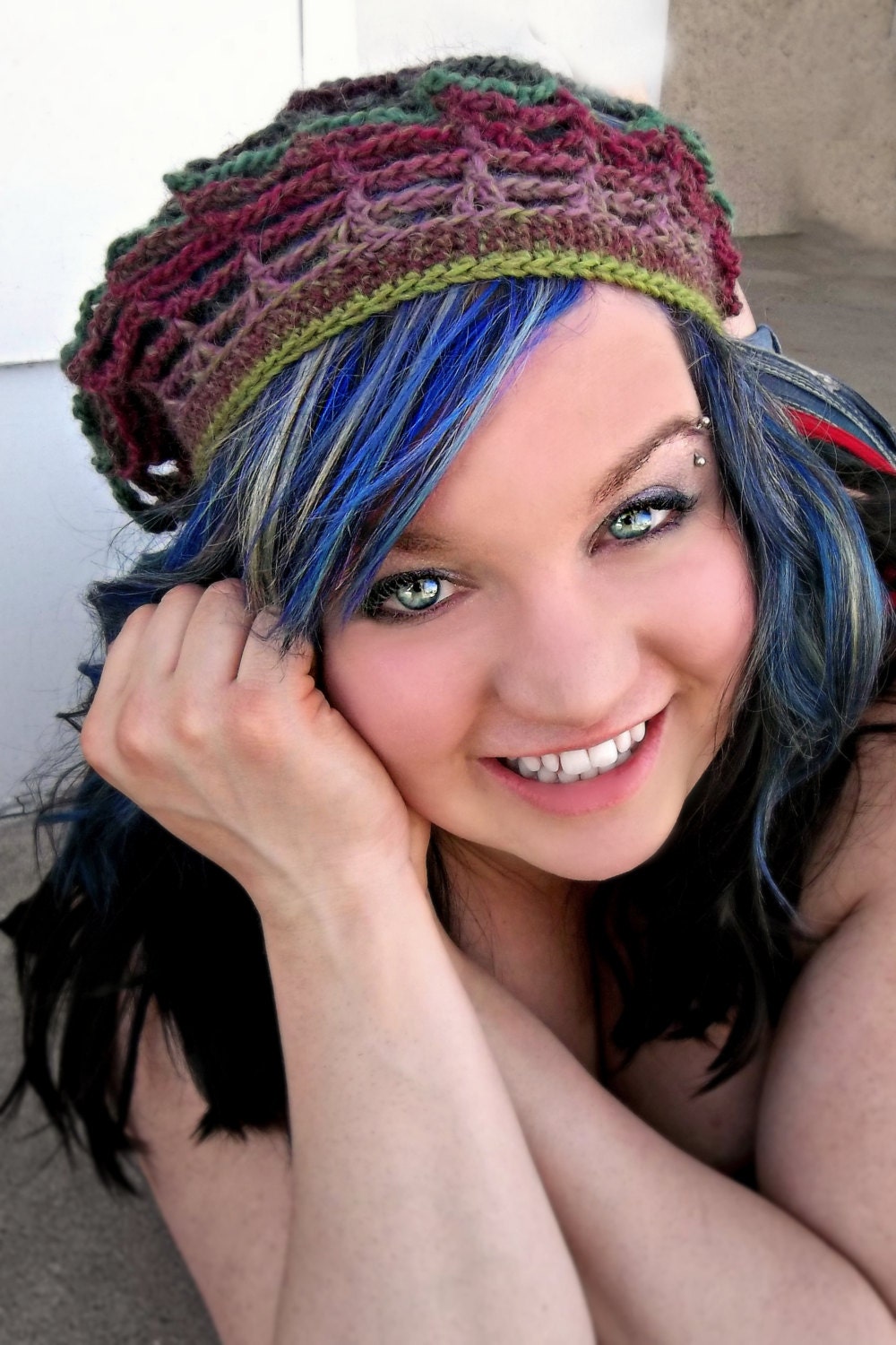 Web Beanie/Slouchy/Tam/Beret - Summer, Spring, Green, Purple, Magenta