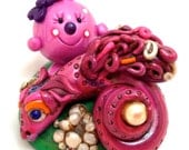 Lolly Finds the Pearl Dragon - Polymer Clay Mythical Beast StoryBook Scene Sculpted Figurine
