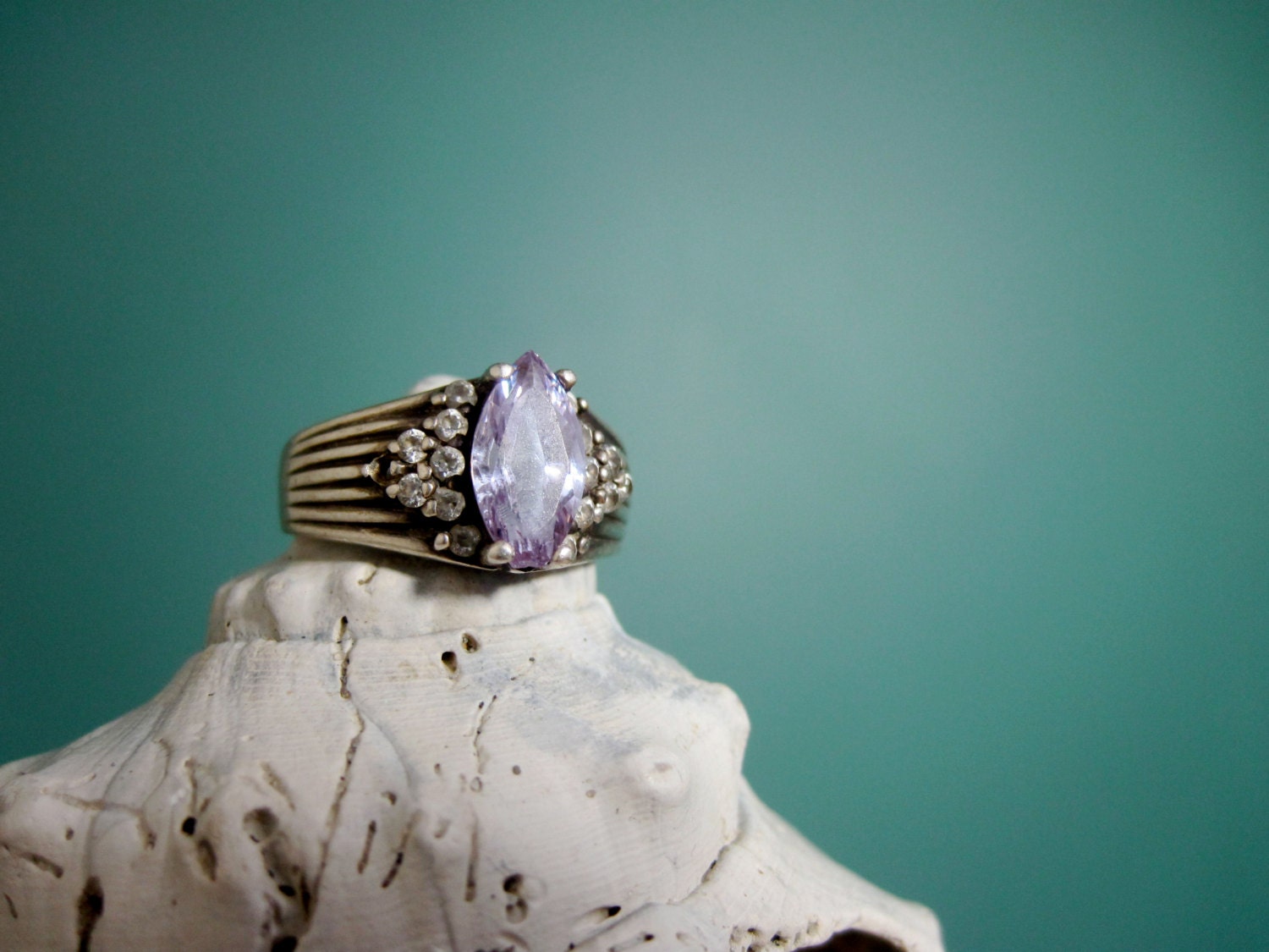 Vintage Sterling Amethyst and CZ Ring