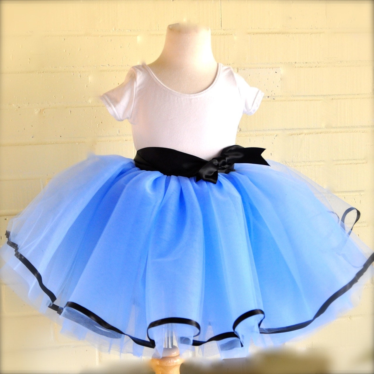 Cornflower French Blue Ribbon Tutu.  Flower Girl, birthday, portrait for toddlers and girls.