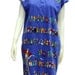 EASY BOY Graphic Print T Shirt Collar Dress Royal Blue Sports Style - Size S