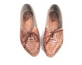 Vintage Brown Leather Woven Oxfords Sandals Size 7.5