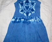 Tie Dye Knit Cotton Jumper (or Sleeveless Dress), Girls size 8 in Shades of Blue, with Star Heart