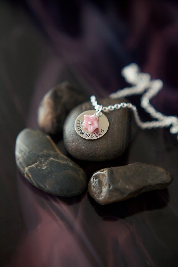 Spring SALE - Wedding Flower Girl Handstamped Necklace