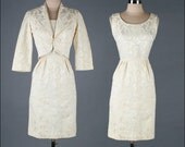 vintage 1960s suit . L'AIGLON . dress jacket . ivory brocade . 3331