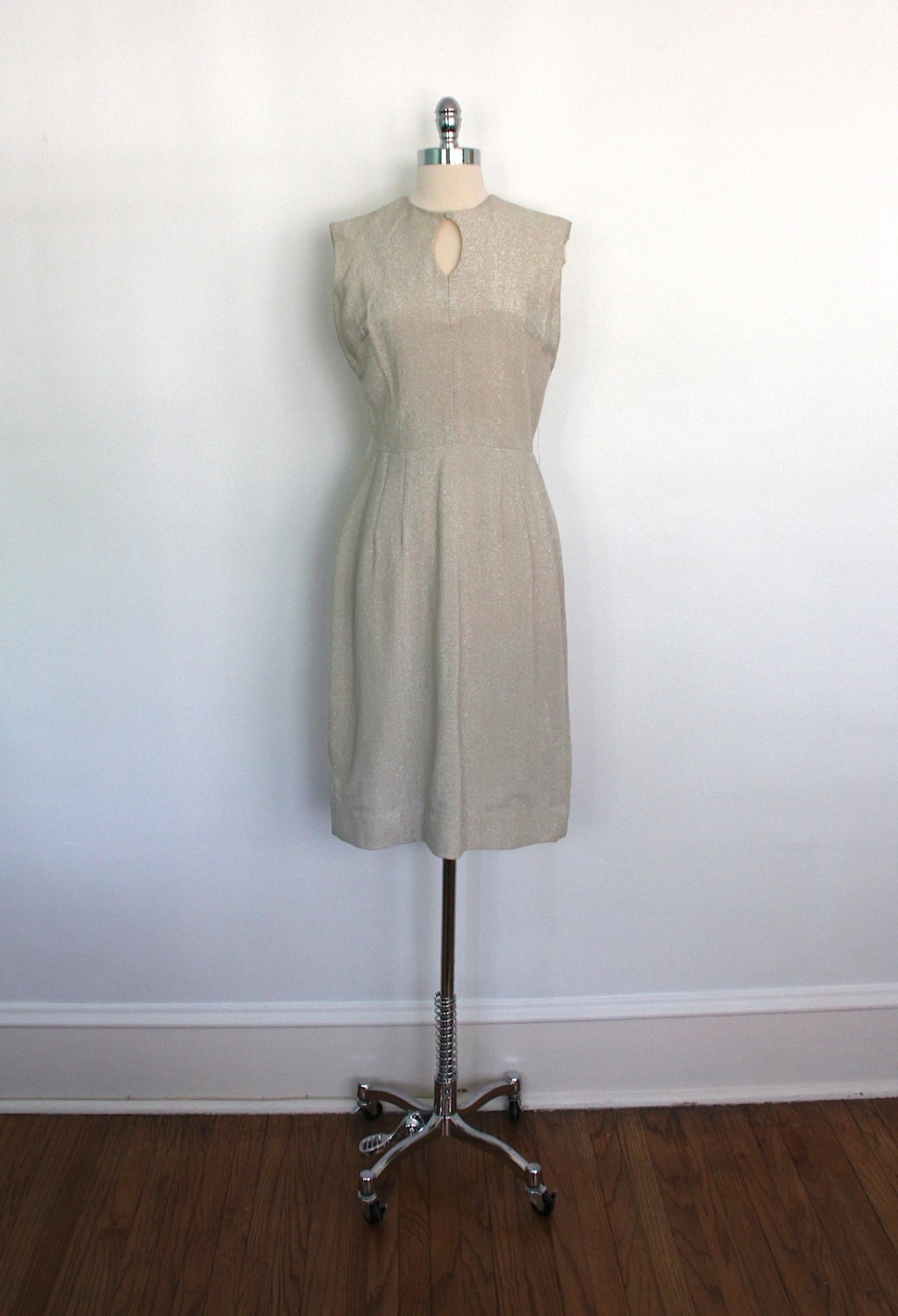 1960s Gold Champagne Dress / Vintage Shift Cocktail Dress / 60s Mod