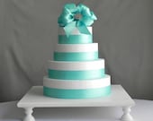 Cake Stand 18" Square Cupcake Dessert Pedestal White Wooden Vintage Wedding By E. Isabella Designs. As Featured In Martha Stewart Weddings