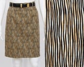 Tiger Print Stretchy Safari Denim Skirt / S / M