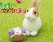 DIY handmade Wool Felt kit Rabbit and Rose -  Japanese kit package