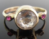 Morganite, Ruby and 14k Gold Ring
