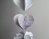 Heart Garland- Repurposed Notebook Paper- World Lit Notebook- Triple Decker Hearts
