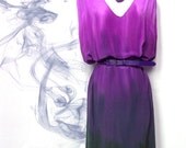 Dress silk handdyed ombre  purple  grecian style  caftan MADE TO ORDER