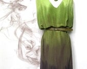 Dress silk handdyed ombre green  grecian style  caftan MADE TO ORDER