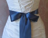 Double Face Peacock Blue Satin Ribbon, 1.5 Inch Wide, Ribbon Sash Sapphire Blue, Bridal Sash, Wedding Belt, 4 Yards
