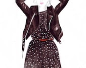 Print from original watercolour illustration by Eleni - Titled That Polka Dot Dress - Free Shipping